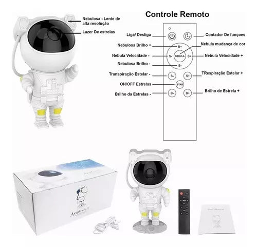 Projetor Astronauta Luz LED Galáxia Estrelas Nebulosa YHY-24
