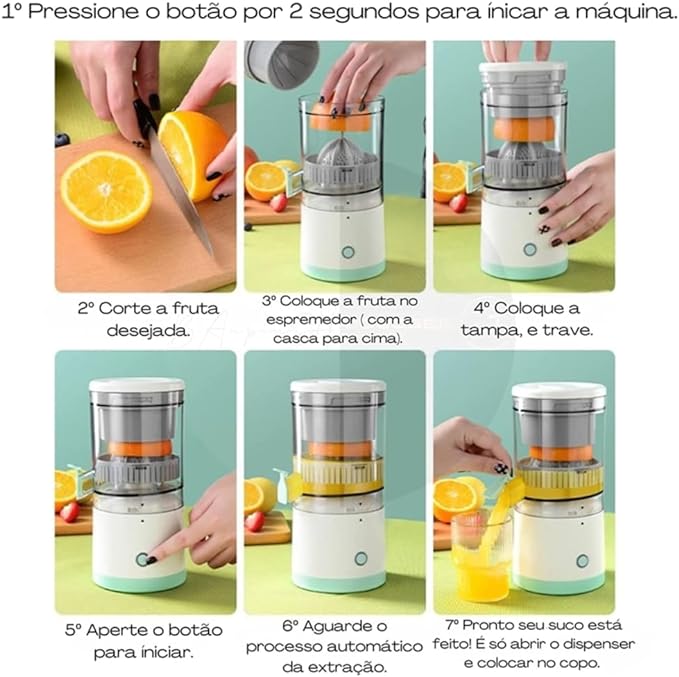 Fruta Fruit - Espremedor Laranja Frutas Suco Mini Automático Elétrico